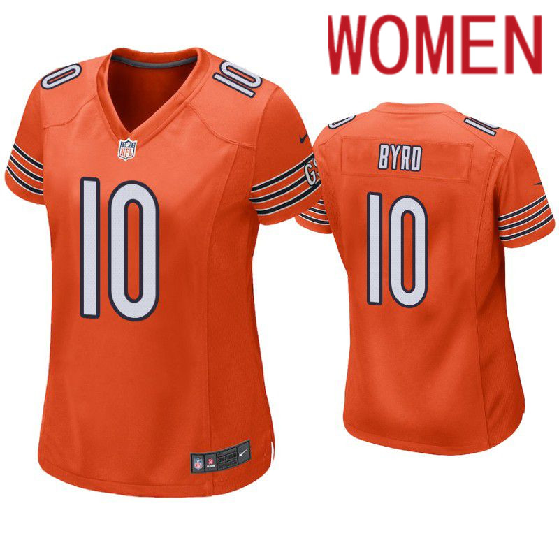 Women Chicago Bears #10 Damiere Byrd Nike Orange Game NFL Jersey->women nfl jersey->Women Jersey